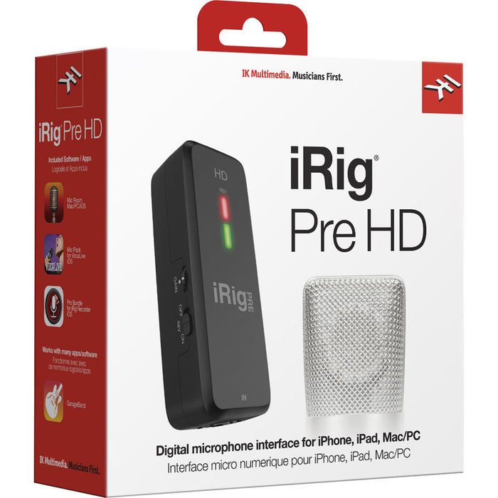 IK Multimedia iRig Pre HD 1x1 Interfaz de audio y preamplificador de micrófono